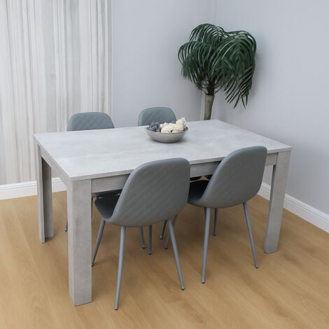 Wooden Rectangle Dining Table Sets with Set of 4 Chairs for Dining Room, Grey