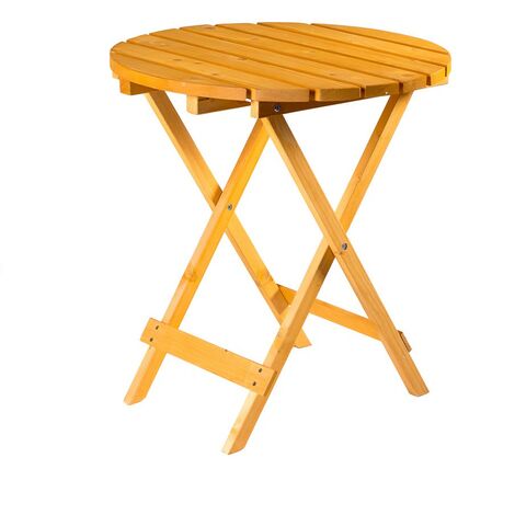 main image of "Wooden Round Folding Garden Patio Side Table - Coffee Snack Picnic Dining Drinks"