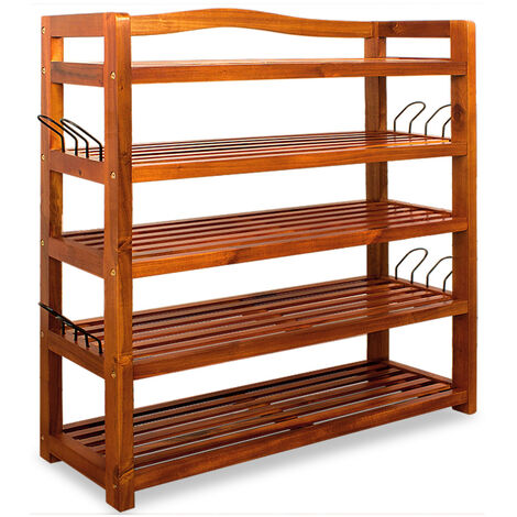 Wooden Shoe Rack 5 Tier Storage Cabinet Wood Shelf For Hallway Large Furniture Organiser Unit Brown Cupboard Racks 100698