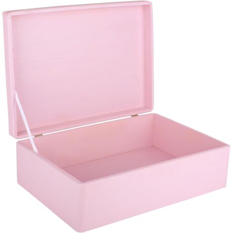 Wooden Storage Box with Lid 40 x 30 x 14 cm – Pink