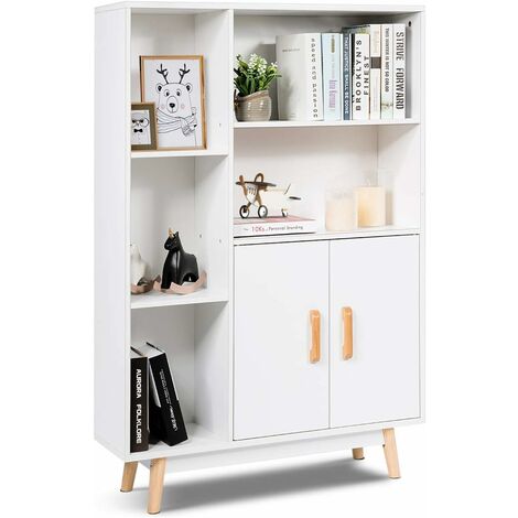 Wooden Storage Unit Cupboard Display Shelf Bookcase Organizer Free Standing