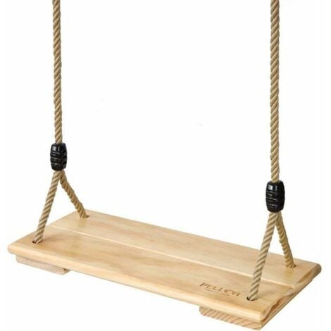 Wooden swing, garden board swing for adults/children, for outdoor games with height-adjustable rope, 200 kg -
