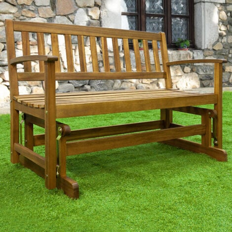 Wooden Swinging Seater Bench Garden Outdoor Rocking Glider Benches made of Tropical Acacia hardwood 125x90cm