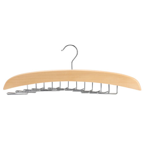 Wooden Tie Hanger Rack 24 Hooks Rotating Belt Holder Closet Ties Storage Organizer Beige