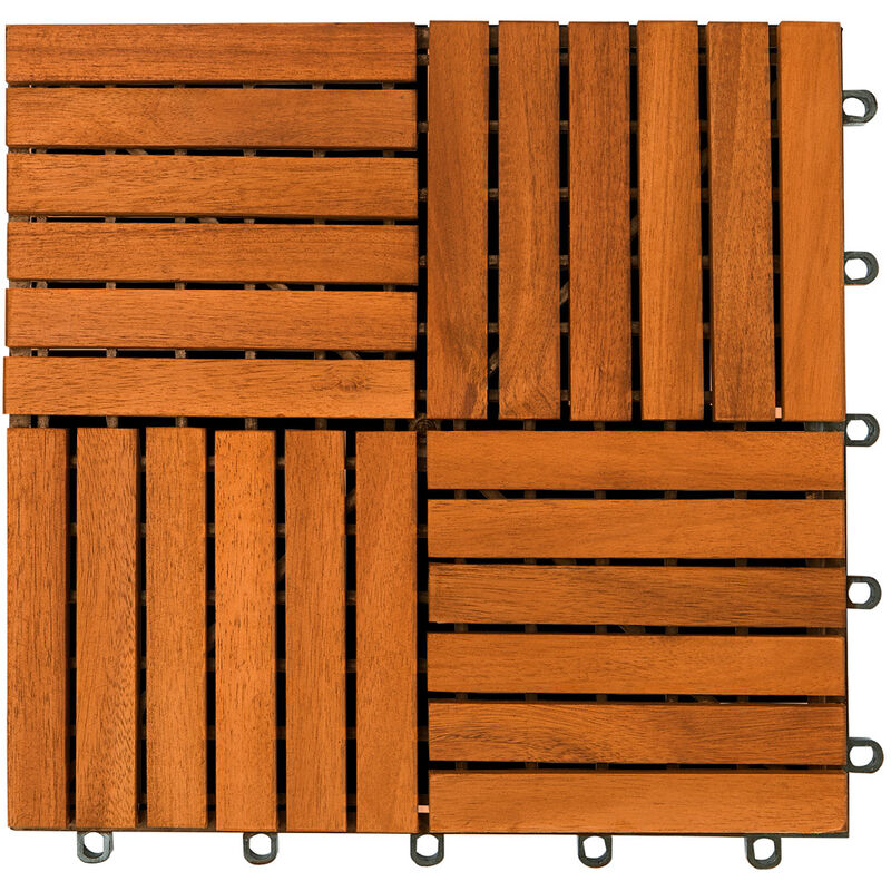 Wooden Decking Tile 30x30x2.5cm Acacia Eucalyptus Wood Hardwood FCS Certified Cuttable Terrace Patio Balcony Garden Swimming Pool Plugin System Click