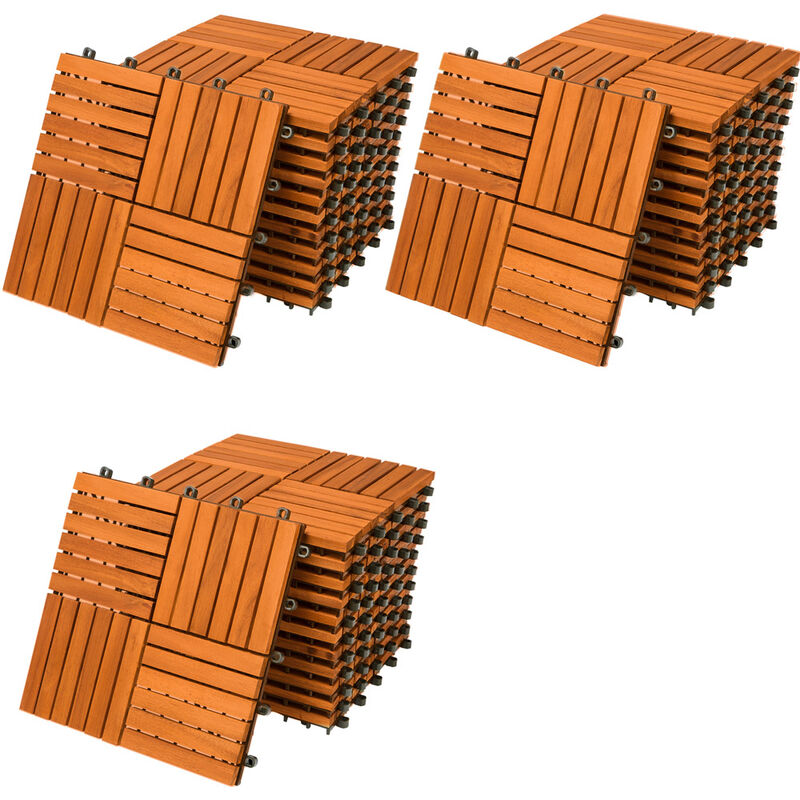 Deuba - Wooden Tile Set FSC® Certified Eucalyptus Wood or Acacia Wood 33x Acacia Quattro Mosaic