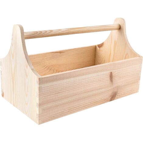 Wooden Tool Box with Handle 34 x 18 x 20.5 cm – Natural