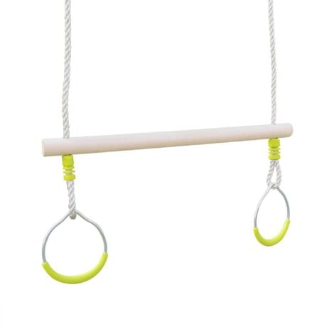 NO BRAND Wooden trapeze with metal rings, Kornog, Green, 35x35x58 cm