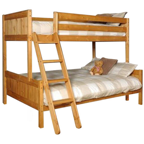 COMFY LIVING Wooden Triple Bunk Bed in Caramel