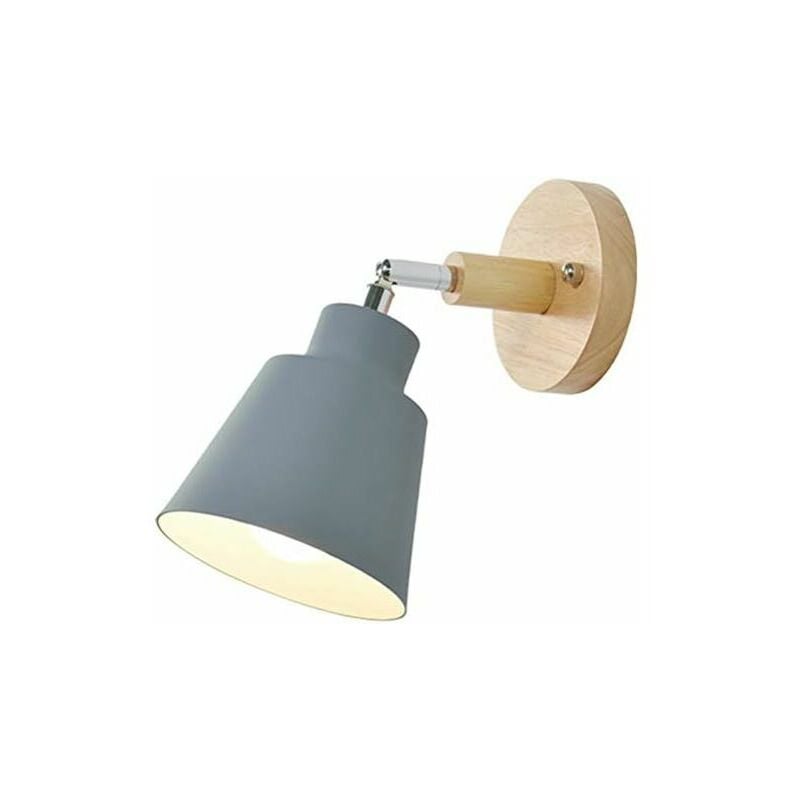 Hoopzi - Wooden wall lamp bedside wall lamp bedroom wall lamp kitchen modern wall lamp wall lamp wall lamp (gray)