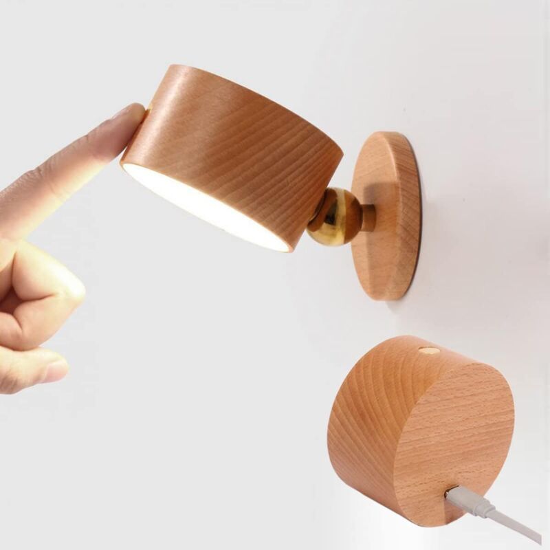 Image of Wooden Wall Light Battery, usb Rechargeable&hellip;