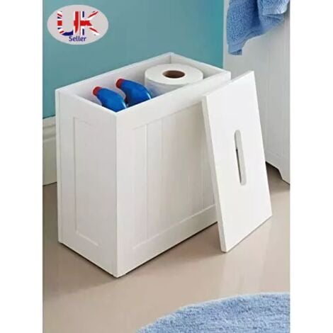 Crisp White finish Bathroom Storage &Toilet Cleaning Tidy box unit