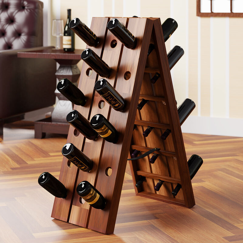Deuba Wine Rack Wooden Folding Foldable Bottle Holder For 36 Bottles Storage Free Standing Display Vintage