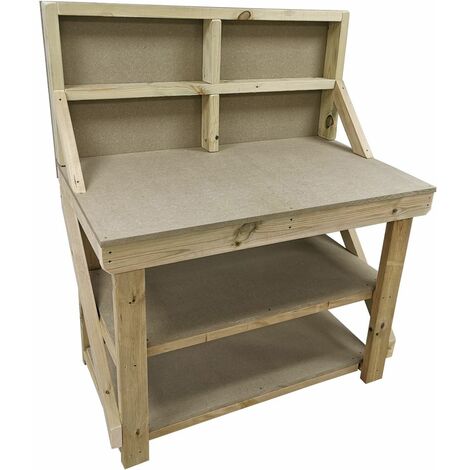 Wooden Work Bench 18mm uniMDF Moisture Resistant Top Industrial Heavy-Duty Table-Without Back Panel-Without Shelf-With Wheels-6ft