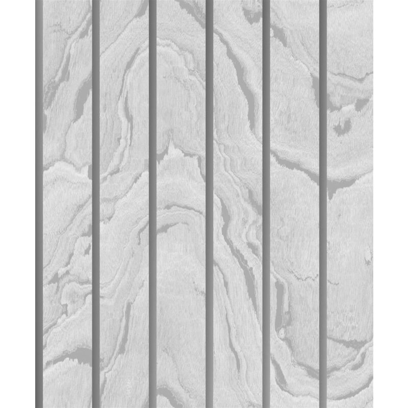 Muriva - Woodgrain Panel Wallpaper Silver - 193502 - Silver