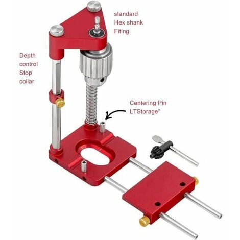 ONTWAY Woodpeckers Bandbohrer-Positionierer, Holzbearbeitungs-Locator, rote Basis aus Aluminiumlegierung