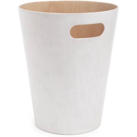 Woodrow Poubelle Ou Corbeille À Papier Moderne En Bois D'Une Capacité De 7 L Pour Salle De Bain. Bureau. et Bien Plus Encore. Hêtre Commun. Blanc / Naturel