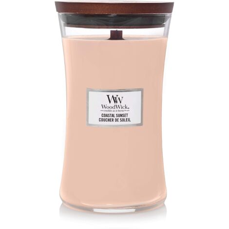 WOODWICK CANDELA CLESSIDRA GRANDE LARGE JAR COASTAL SUNSET PROFUMAZIONE CASA INTERNI