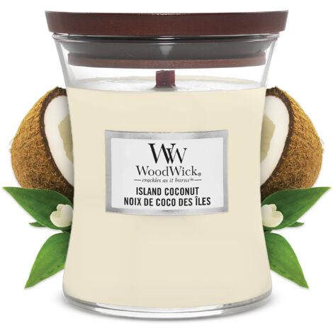 WOODWICK CANDELA CLESSIDRA MEDIA HOURGLASS ISLAND COCONUT
