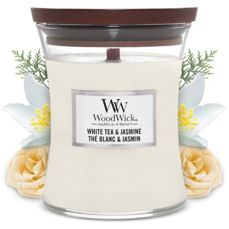 WOODWICK CANDELA CLESSIDRA MEDIA MEDIUM JAR WHITE TEA&JASMINE