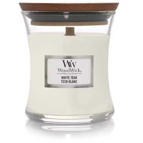 WOODWICK CANDELA CLESSIDRA PICCOLA MINI JAR WHITE TEAK