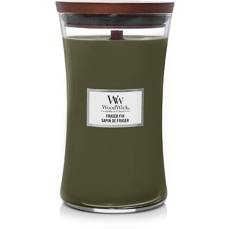 WoodWick candela grande profumata con stoppino scoppiettante, Fumo di  Legna (Wood Smoke)