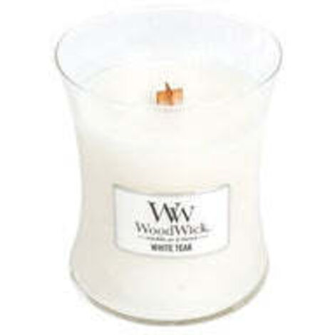 WoodWick Kerze aus weißem Teakholz, 85 g