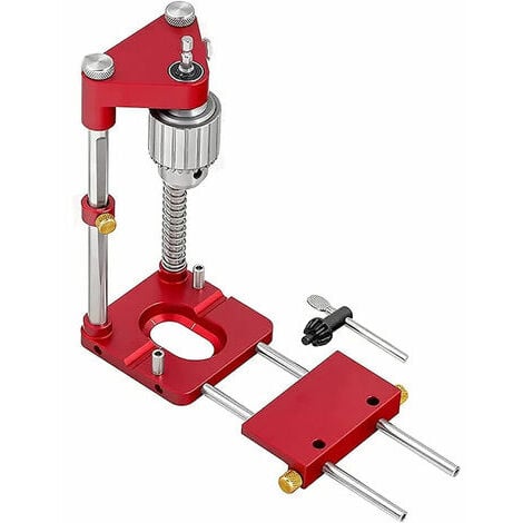 Woodworking Adjustable Portable Drill Locator Woodworking Punch Locator Portable Drilling Template Guide Tool Drill Locator Woodworking Tool, Plastic(Red)