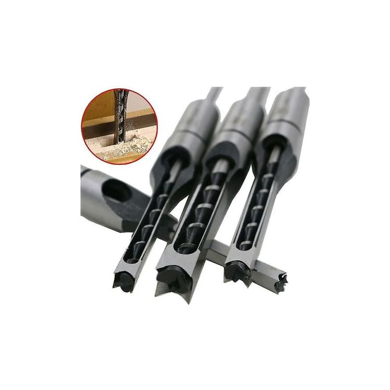 SNQ - Woodworking Square Hole Drilling Square Tenon Drill Bit Tenon Opening Tool4pc