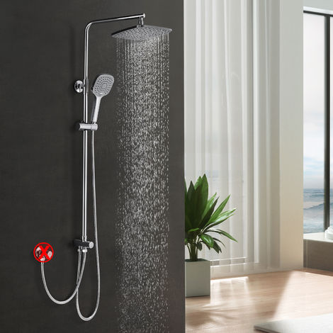 WOOHSE Duschsäule ohne Wasserhahn Regendusche Duscharmatur Duschkopf Duschsystem inkl Handbrause 3 Strahlarten Shower Set, Höhenverstellbar 78-132cm - Edestahl