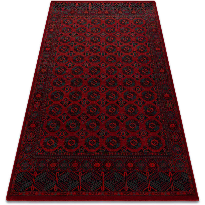 Wool carpet OMEGA BUCHARA frame, circles red red 200x300 cm