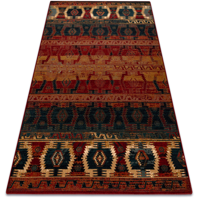 Wool carpet omega tapas ethnic, light ruby red 200x300 cm