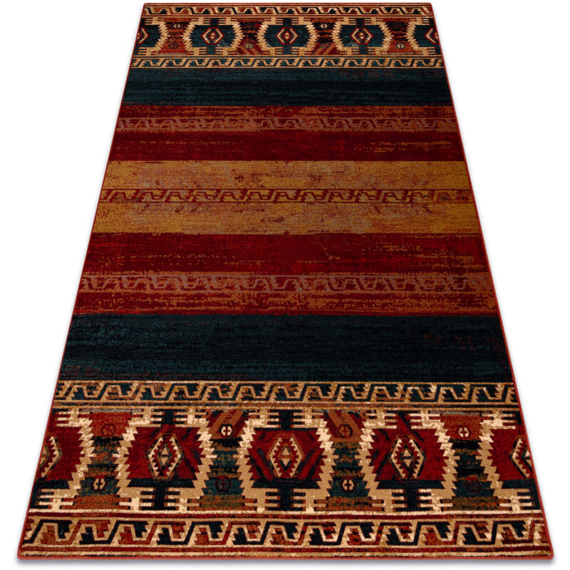 Wool carpet omega vritti ethnic, ruby red 200x300 cm