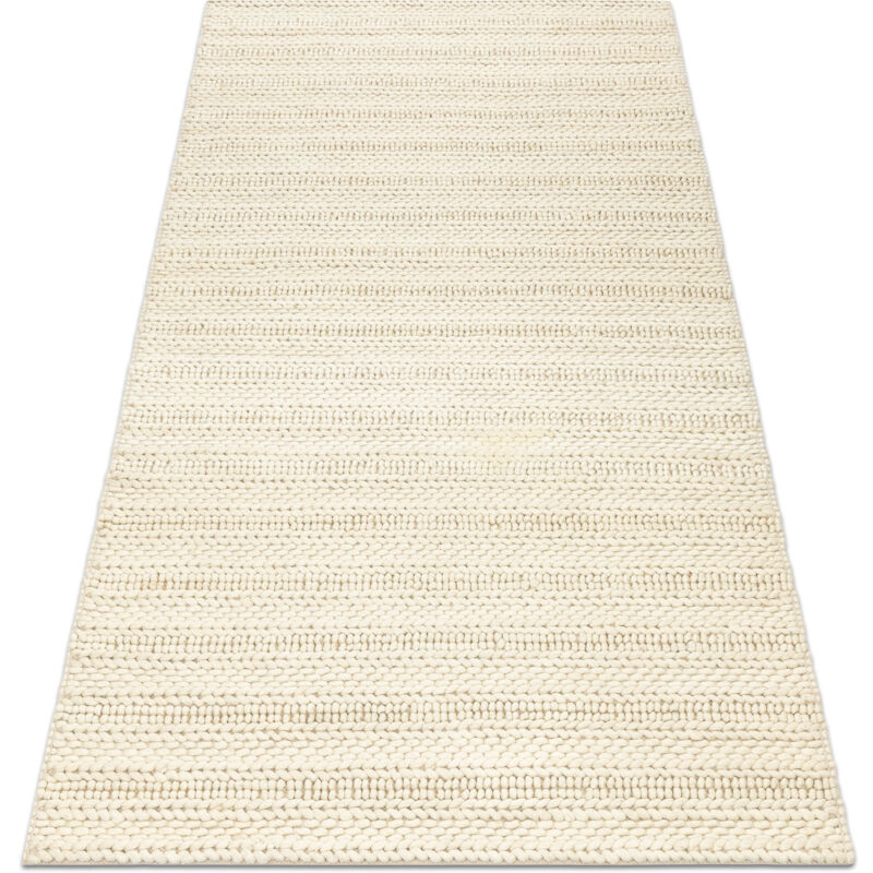 Wool carpet tahar 99002B cream - hand-woven loop, Lines beige 160x240 cm