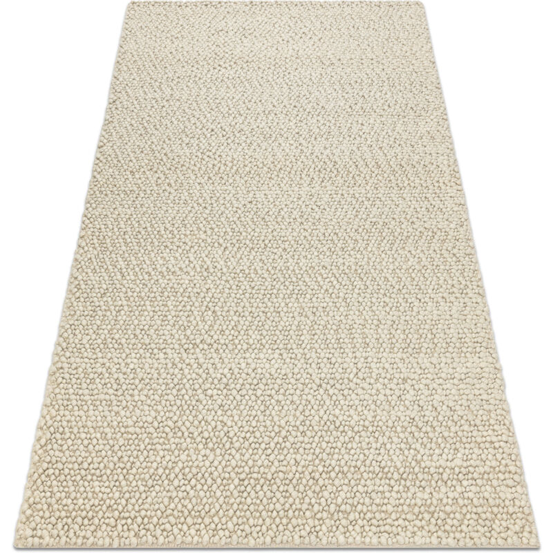 Wool carpet tahar 99005B cream / grey - hand-woven loop, uniform beige 120x180 cm