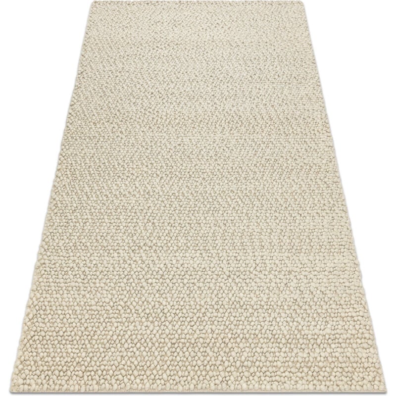 Wool carpet tahar 99005B cream / grey - hand-woven loop, uniform beige 200x290 cm