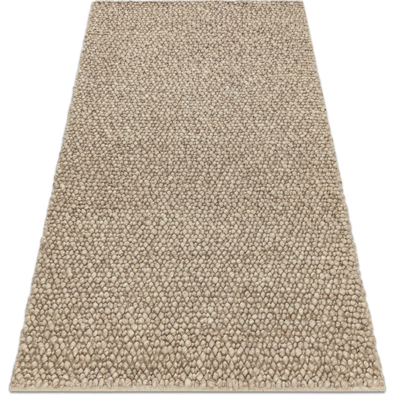 Wool carpet tahar 99005C beige - hand-woven loop, uniform beige 120x180 cm