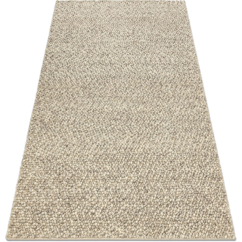 Wool carpet tahar 99005G grey / beige - hand-woven loop, uniform grey 160x240 cm