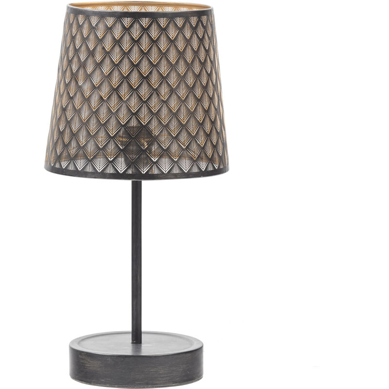 Whitelabel - Lampe de table ou chevet - Métal - Noir/laiton antique - 56x28x28 cm - Kars - Bronze antique