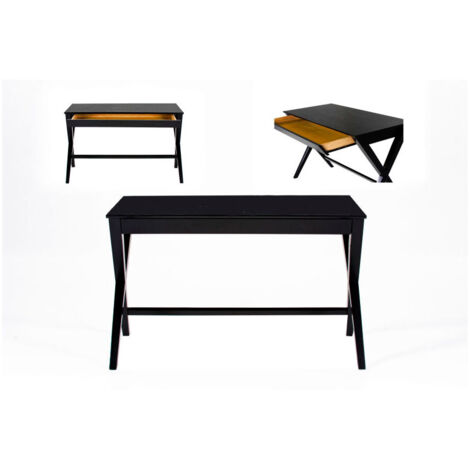 Woop Bureau avec 1 grand tiroir, en plaqué chêne, noir