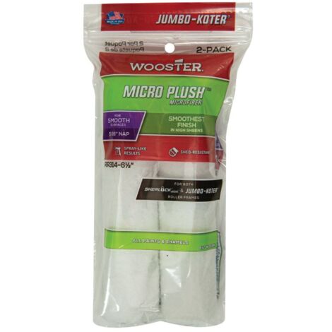 Wooster Jumbo Koter Micro Plush 6.5" Mini Roller Sleeves 5/16" Nap Smooth - Twin Pack