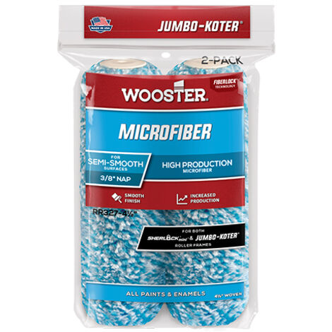 Wooster Jumbo Koter Microfiber 4.5" Mini Roller Sleeves 3/8" Nap Semi Smooth - Twin Pack