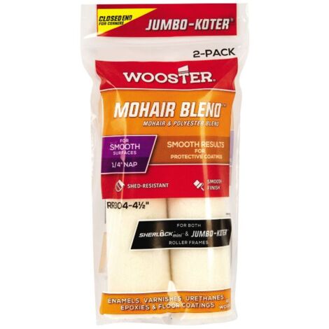 Wooster Jumbo Koter Mohair 4.5" Mini Roller Sleeves 1/4" Nap Very Smooth - Twin Pack