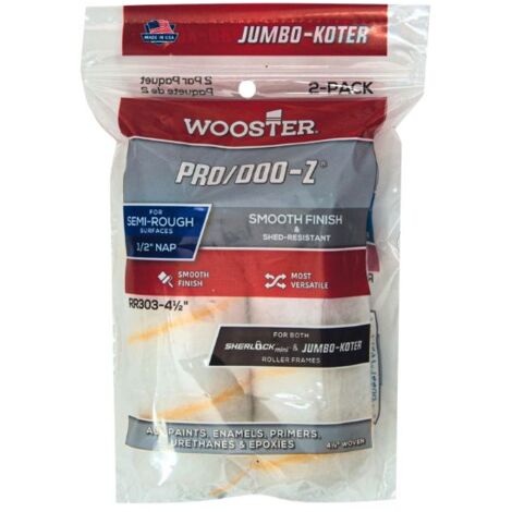 Wooster Jumbo Koter Pro Doo-Z 4.5" Mini Roller Sleeves 1/2" Nap Semi Rough - Twin Pack