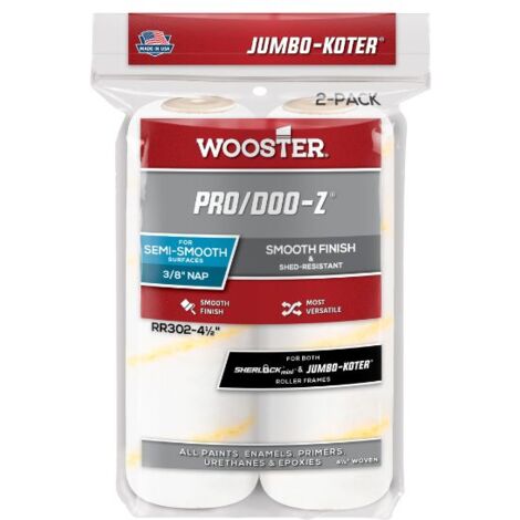 Wooster Jumbo Koter Pro Doo-Z 4.5" Mini Roller Sleeves 3/8" Nap Semi Smooth - Twin Pack