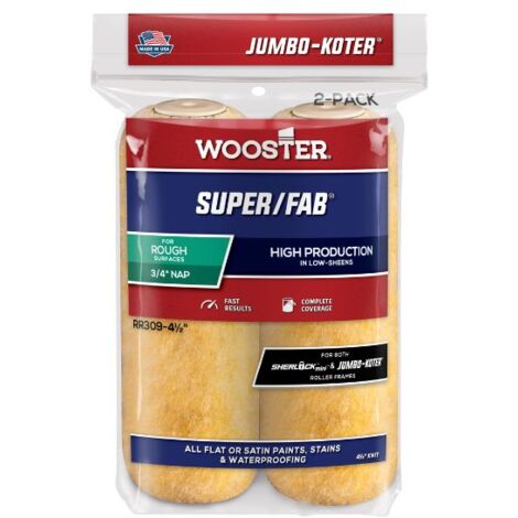 Wooster Jumbo Koter Super Fab 4.5" Mini Roller Sleeves 3/4" Nap Rough - Twin Pack