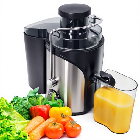 WOOX Extracteur de Jus, Centrifugeuse Silencieuse pour Légumes et Fruits, Presse-fruits Électrique en Acier Inoxydable, Réservoir de 500 ml, Noir/Inox