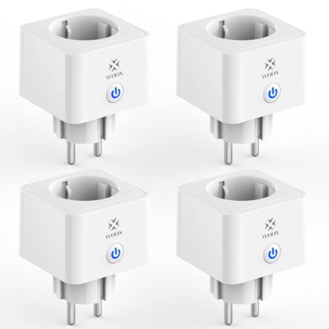 Woox Prise Connectée, Type F 16A, Prise Connectée Alexa WiFi, Prise Mesure de Consommation Électrique, Prise Intelligente compatible avec Alexa, Google Home, APP Contrôle, Horaires et Minuterie-4 PCS