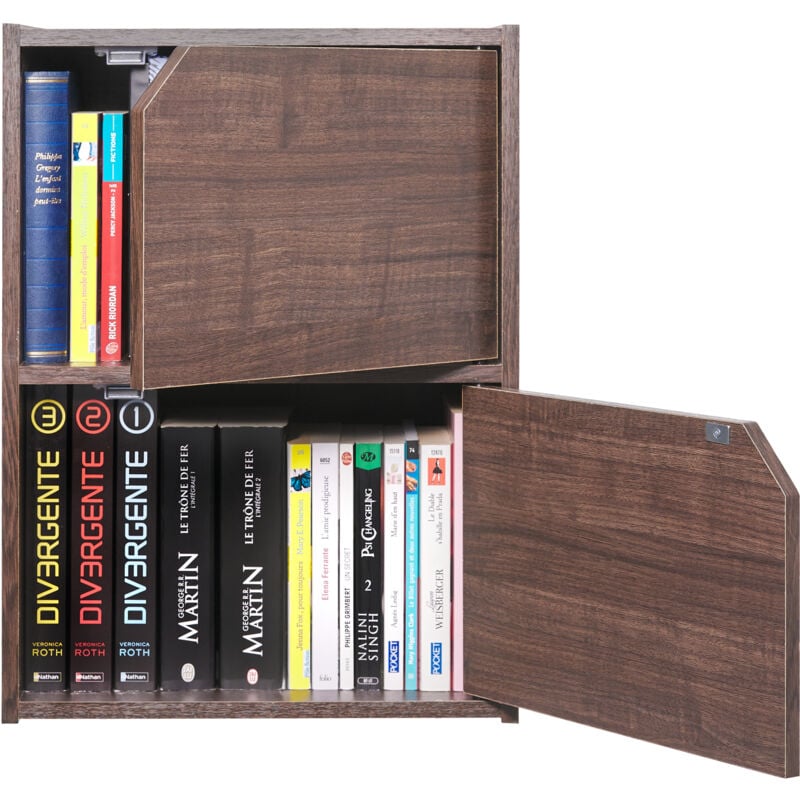 Image of Libreria portaoggetti, Armadio con 2 ante e 2 ripiani, Facile montaggio, Design, Modulare, Ufficio, Camera da letto, Soggiorno - Module Shelf MDB-2D
