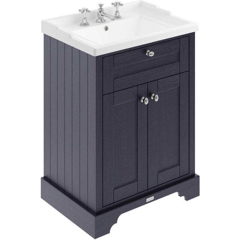 Old London Twilight Blue 600mm 2 Door Vanity Unit and Basin with 3 Tap Holes - LOF333